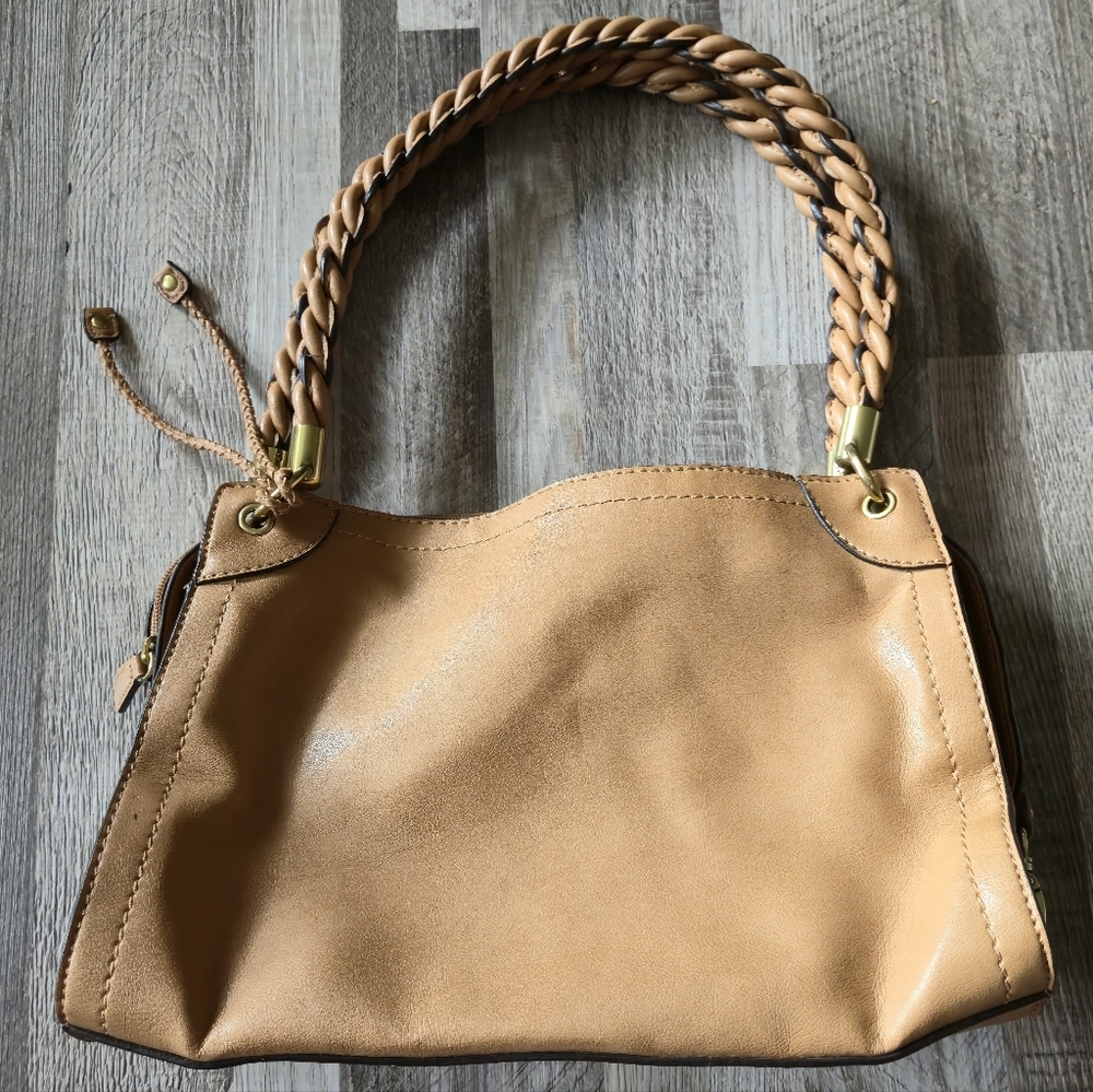 Relic‎ Tan Faux Leather Hobo Bag Slouchy Braided Shoulder Strap Purse Boho Y2K